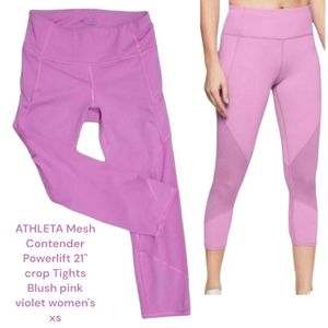 ATHLETA Mesh Contender Powerlift 21" crop Tights Blush pink violet women's xs